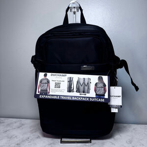 NWT Duchamp London Black Expandable Travel Backpack